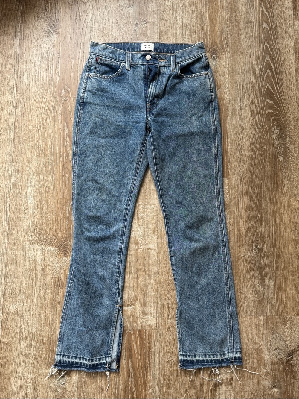 Sunday Best Mid-Rise Straight Leg Jeans in Washed Blue